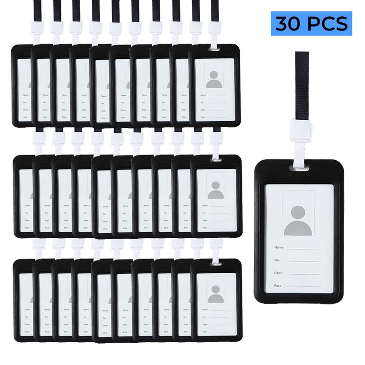 Комплект от 30 значки с връв, MESEVEN, пластмаса/полиестер, черни, 11x7 см