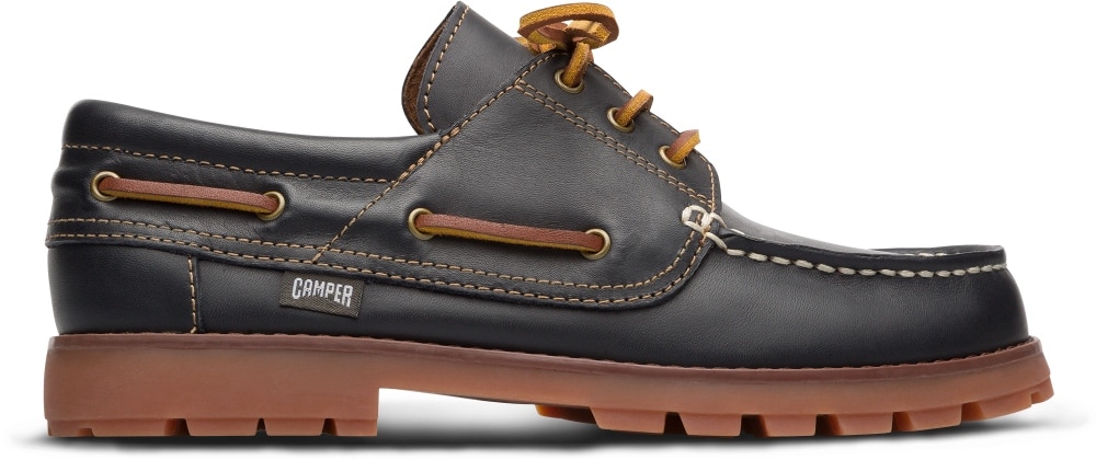 Camper, Pantofi boat de piele Compas, Maro, 32 EU