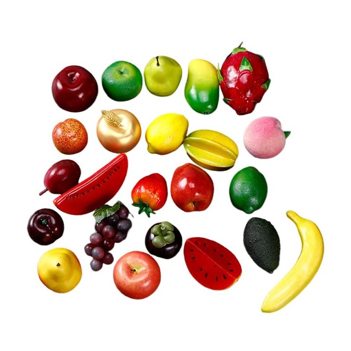 Valósághű műanyag modellek készlete, Cozevdnt, gyümölcsök és zöldségek, piros, dekoratív kiegészítők
