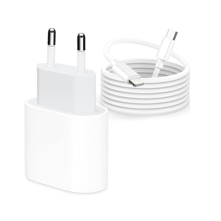 QUANDES® töltőkészlet, kompatibilis iPhone 14 Plus/14/13/12/11/Pro/Pro Max USB-C kábellel - 2M, 20W gyorstöltő adapter