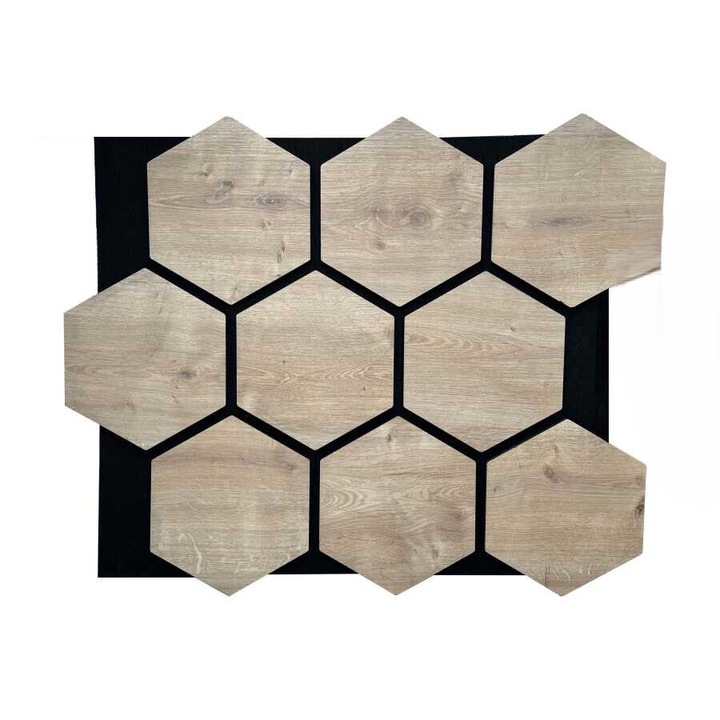 Riflaj acustic decorativ, Mdf, model fagure, nuanta stejar deschis, 60x70 cm