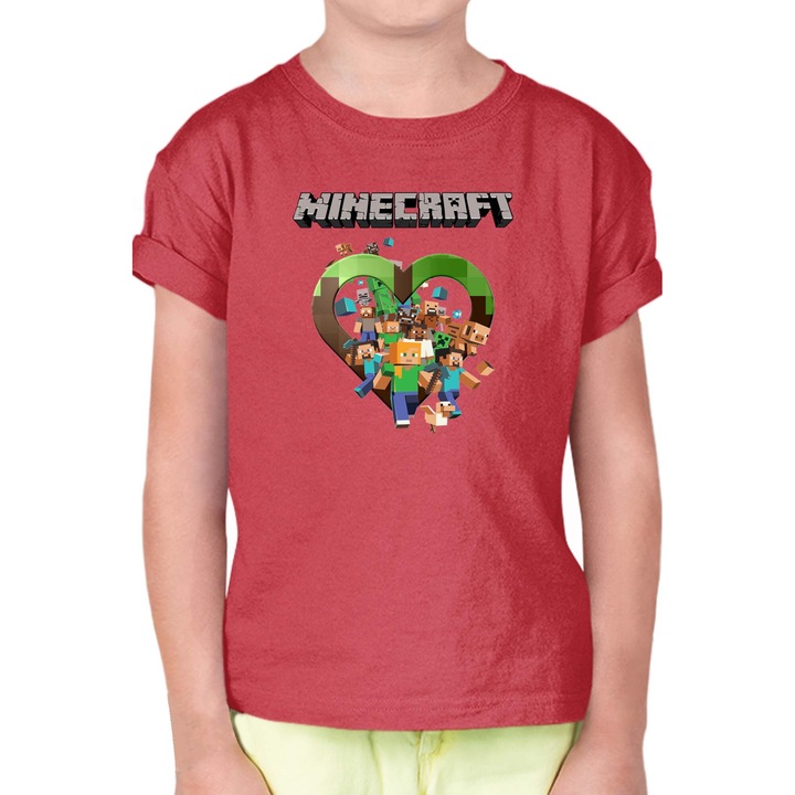 Tricou copii Minecraft Sandbox OPT Love Blocks, Rosu