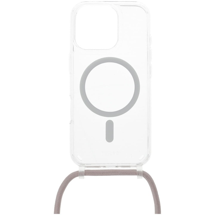 Tok, Fixed MagPure Neck kompatibilis iPhone 16 Pro, Átlátszó Rózsaszín Masnival