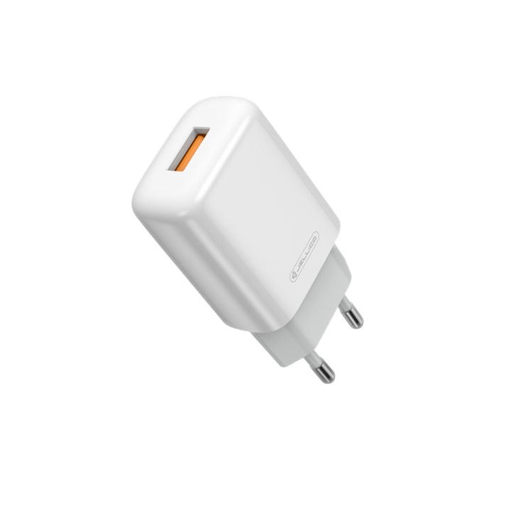 Incarcator priza EU, JELLICO EU01 Fast Charge, 5V, 2.4 A, 1 X USB, alb Alb 2.4 Ah