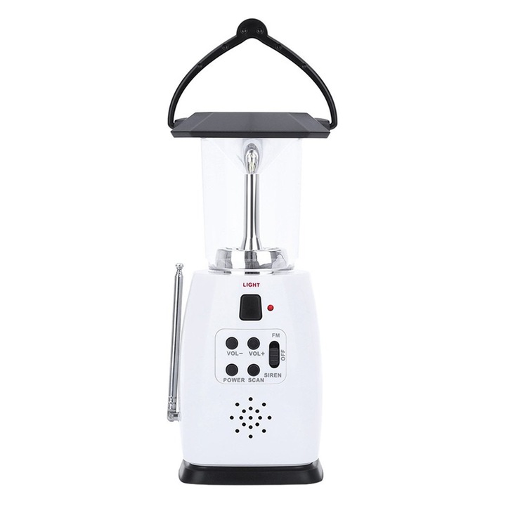 Enforose hordozható vészjelző rádió 8 LED-es zseblámpával, napelemmel és hajtókarral, tartós és vízálló kialakítással