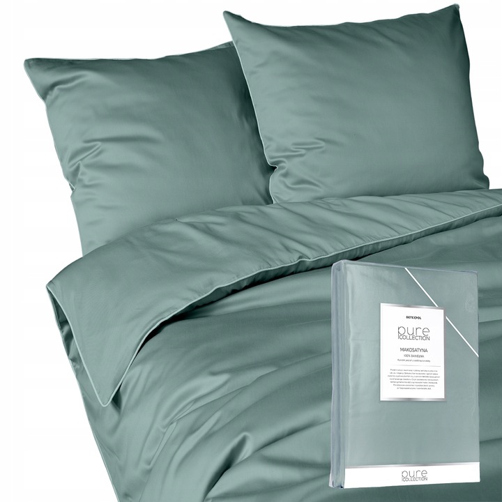 Спално бельо Deco4Home 160x200 см, чист памучен сатен, 3 части, ментово зелено