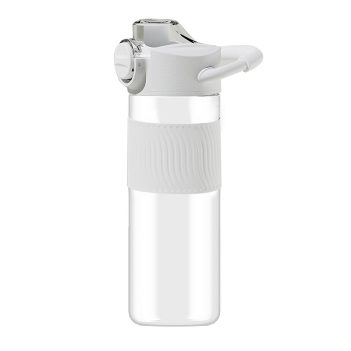 Спортна бутилка за вода QttvbTna, бързо отварящ се капак, без течове, без BPA, черна