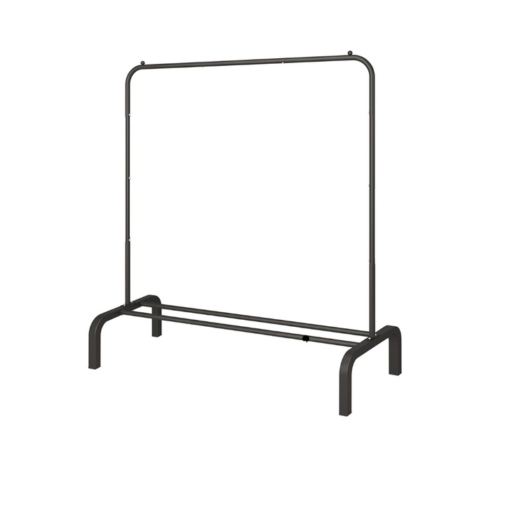 Стойка за дрехи, JIUYOTREE, Метална, 110 СМ, с долен рафт, черна