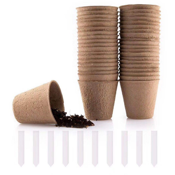 Ghivece biodegradabile pentru rasaduri, Enforose, set cu 100 etichete pentru plante, 3 inch, ideal pentru legume si flori