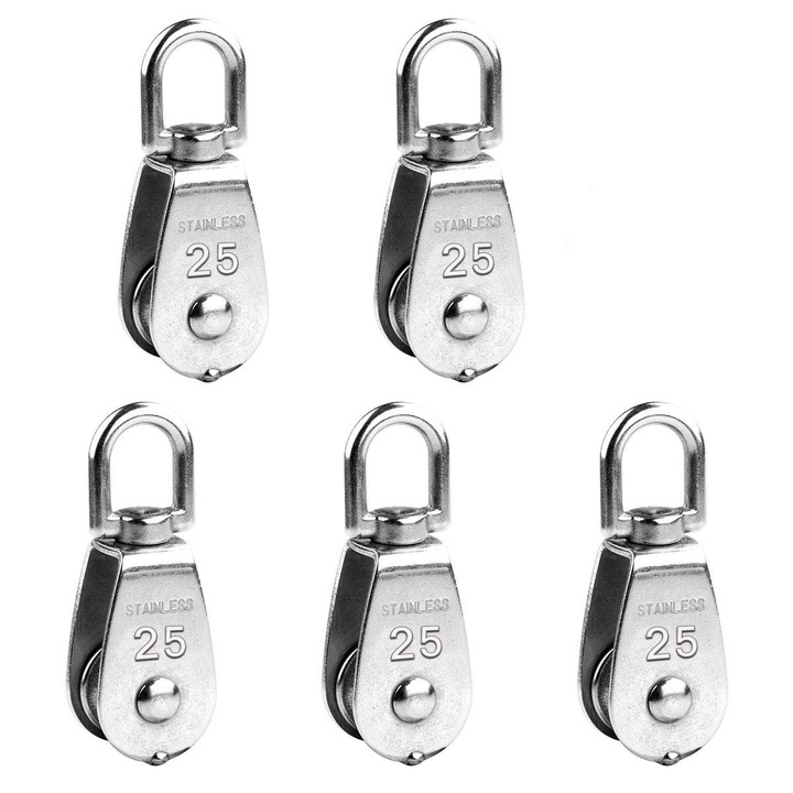 Scripete glisant flexibil Enforose, set 5 buc, otel inoxidabil, inel pivotant 360°, 83x30x20mm