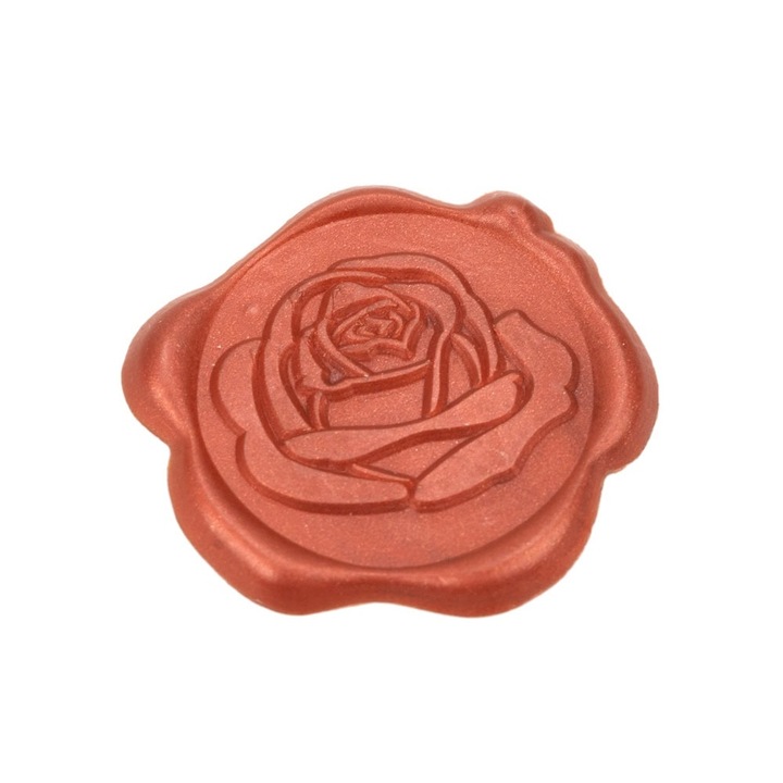 Sigiliu ceara 3cm cu adeziv - model trandafir rosu (set 50 buc), Createur