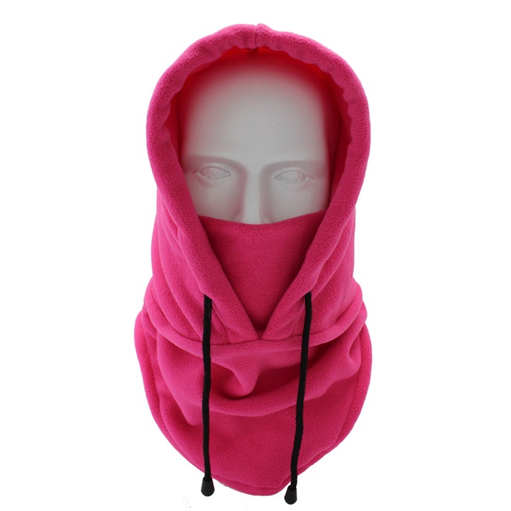 Masca de fata de iarna rezistenta la vant, masca de schi fleece, vreme rece, trandafir