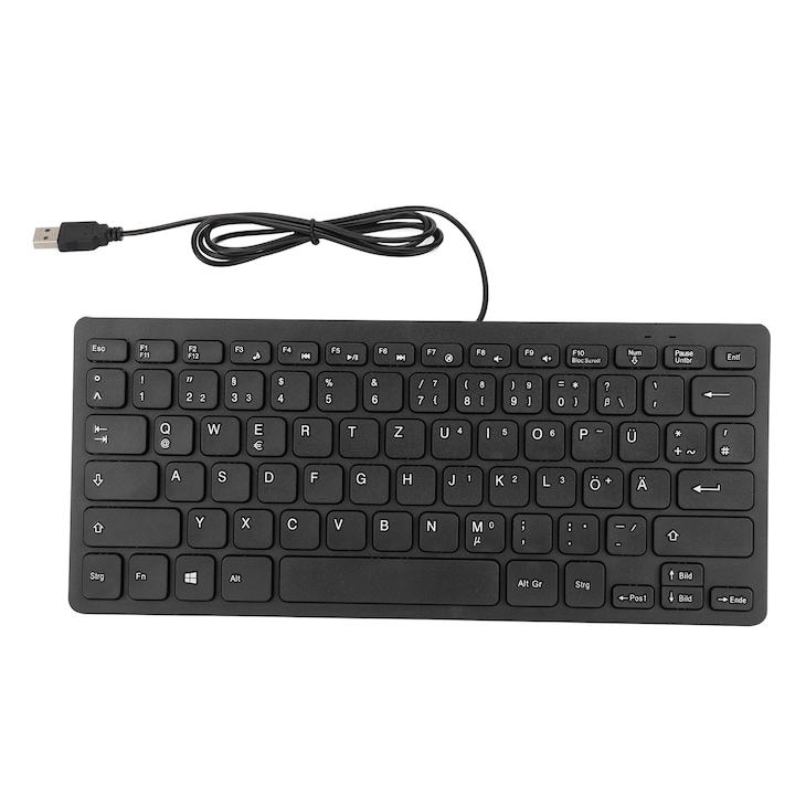 Tastatura Jormftte, ergonomica, ultra-subtire, 78 taste, cablu de 5m, pentru PC si laptopuri