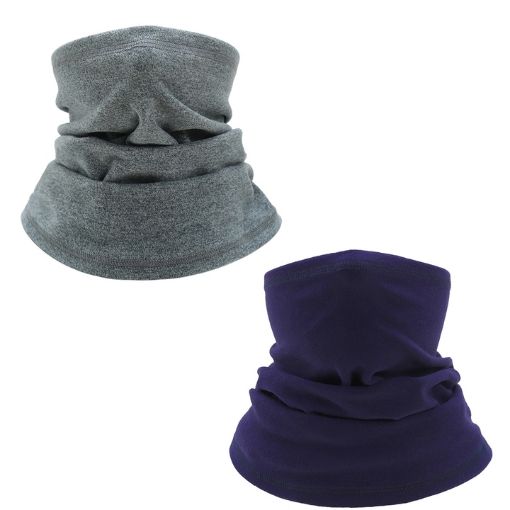 Set 2 gulere sport unisex, poliester, 25x33cm, negru/gri