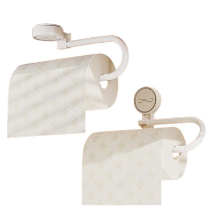 Szett 1 tapadókorongos törölközőtartó konyhába és fürdőszobába, ragasztómentes, fal sérülésmentes, tartós, fehér, tapadókorong, terhelhetősége kb. 5 kg, 17cm*30cm*4cm