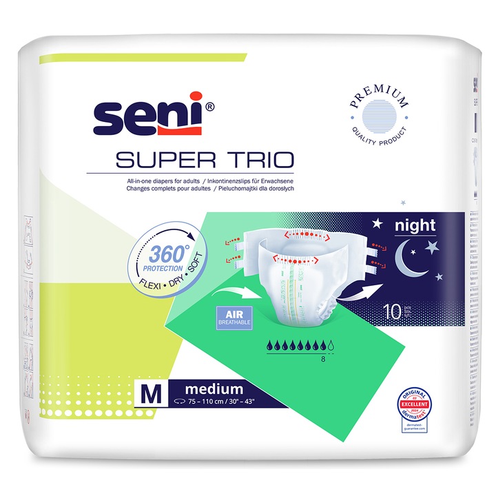 Scutece pentru adulti Seni Super Trio Medium, 10 buc