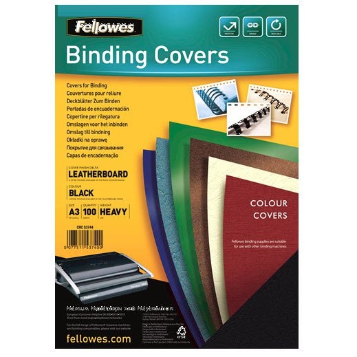 Coperti Fellowes, Carton, A3, Negru, 100 buc