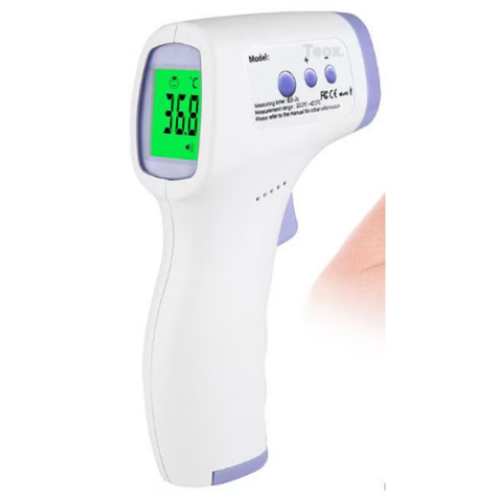 Termometru digital infrarosu fara contact 2 in 1 BURRAQ, ecran LCD, 1/5 cm