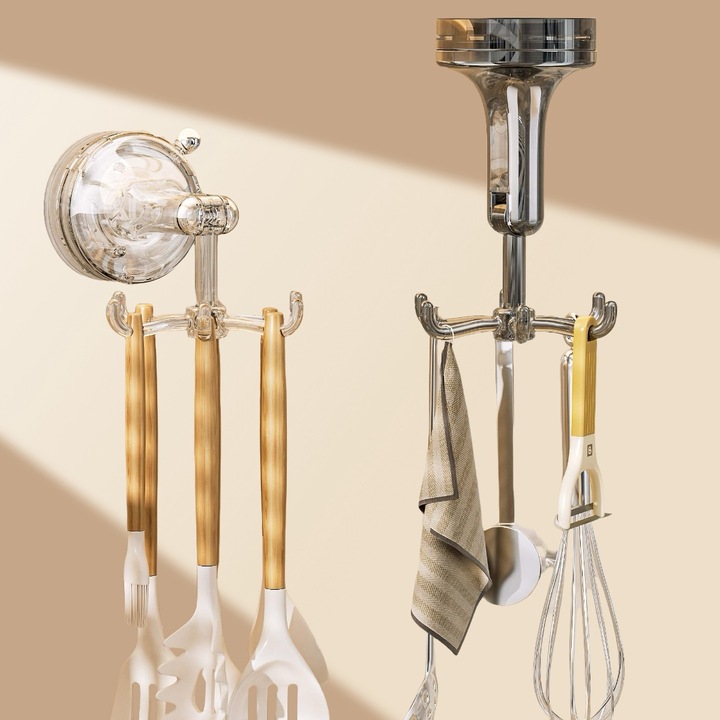 Carlig hexagonal, instalare fara gaurire, utilizare in baie si bucatarie, alb, plastic、1 carlig、Transparent