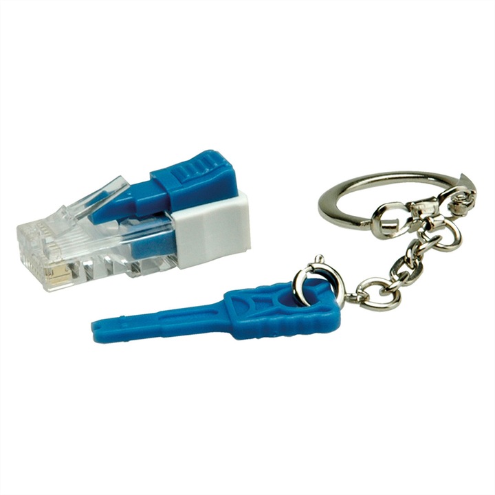 Conector RJ45 Roline cu blocare, set de 1, pentru securizarea conexiunilor, dimensiuni standard