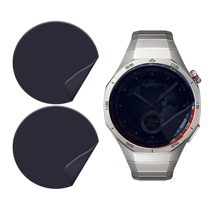 Set 3 x Folie de Protectie Privacy pentru Huawei Watch GT 5 Pro (42mm), Silicon Hydrogel Regenerabil, Flexible Hydro-Crystal, Instalare Usoara, Optim Full Protection, Negru