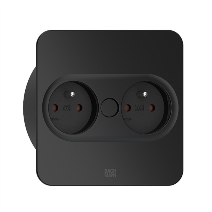 Priza incorporabila Bachmann,, 2xUTE, 2 m, Negru