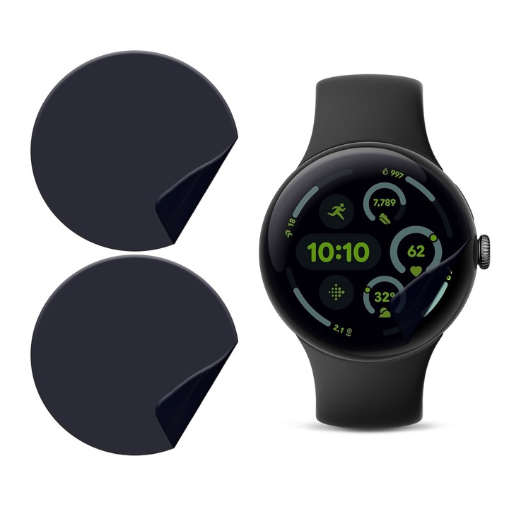 Set 3 x Folie de Protectie Privacy pentruGoogle Pixel Watch 3 41mm, Silicon Hydrogel Regenerabil, Flexible Hydro-Crystal, Instalare Usoara, Optim Full Protection, Negru