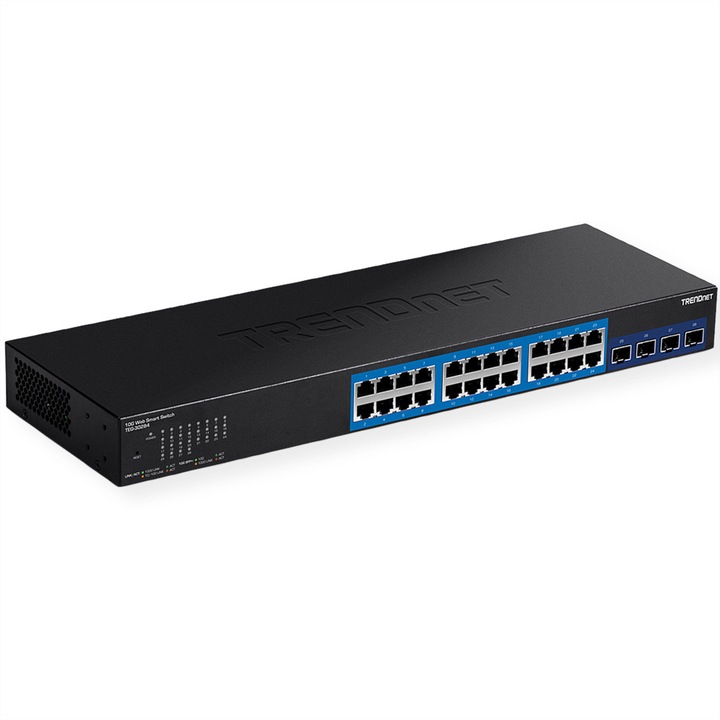 Switch 28-porturi TRENDnet TEG-30284, 24 porturi gigabit, 4 sloturi 10G SFP+, management web