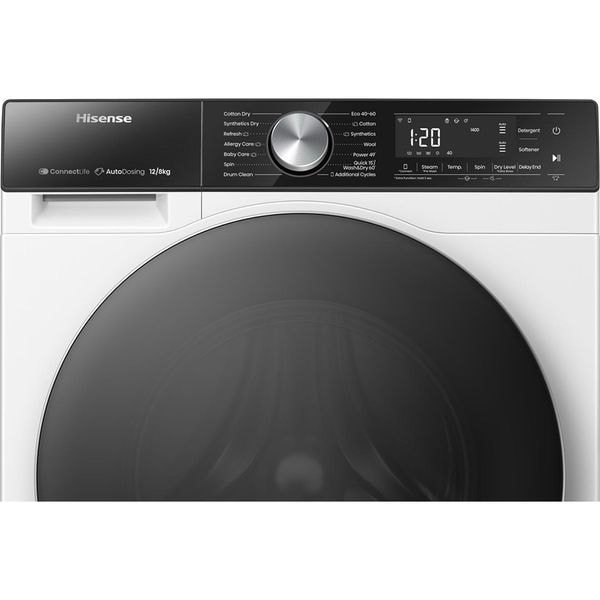 Masina de Spalat Rufe Frontala cu Uscator HISENSE WD5S1245BW, Steam, 12/8 kg, 1400rpm, Clasa A/D, Wi-Fi, Alb