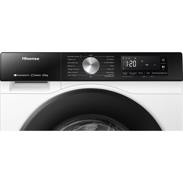 Masina de Spalat Rufe Frontala cu Uscator HISENSE WD3S8043BW3, Steam, 8/5 kg, 1400rpm, Clasa A/D, Wi-Fi, Alb