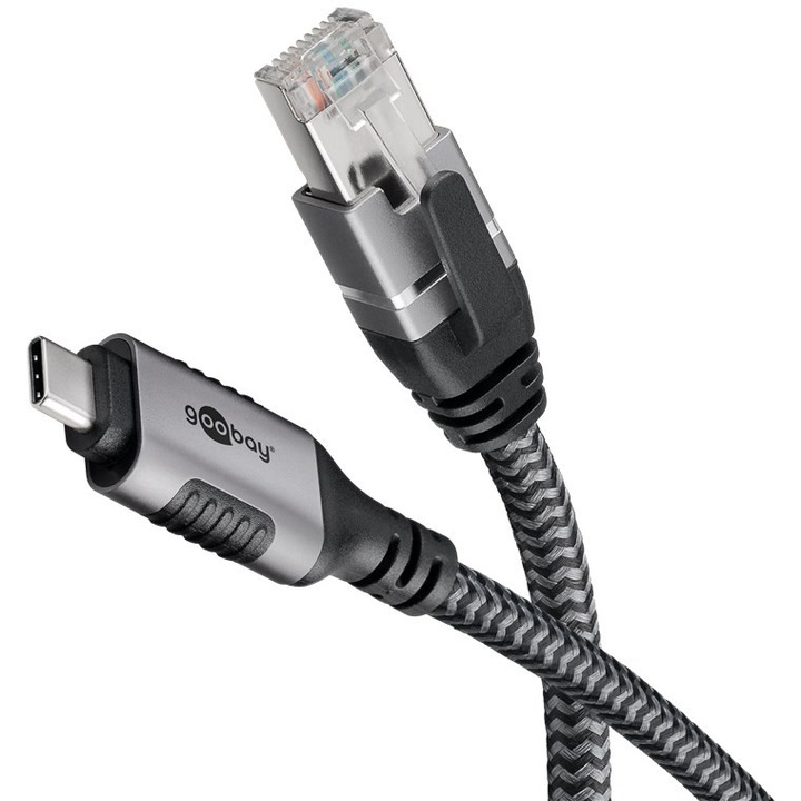 USB-C кабел, Goobay, 1 м, сив/черен