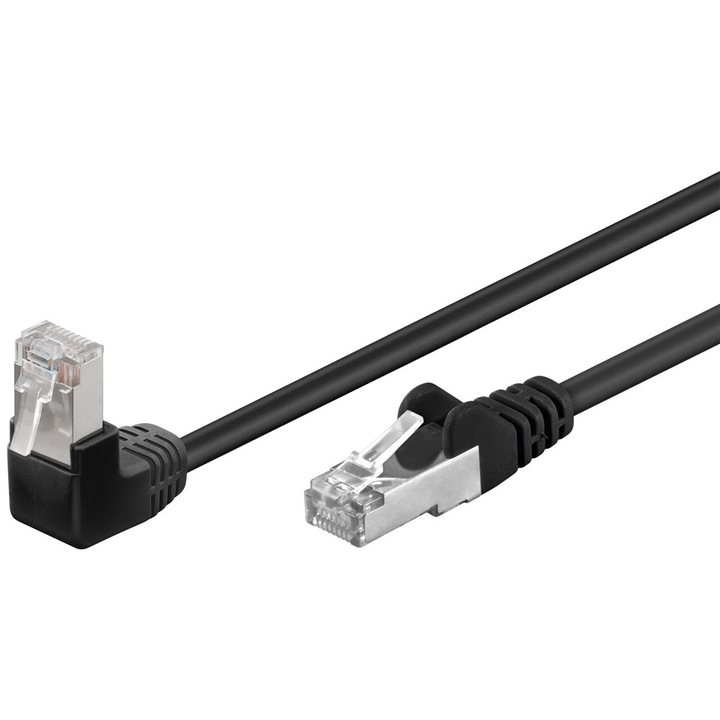 LAN кабел CAT 5e, 1xRJ45 90A, F/UTP, 0.25m, черен