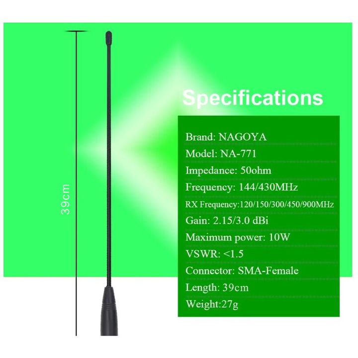 Nagoya NA-771 antenna, THK SMA-M férfi kétsávos VHF/UHF Kenwood, Puxing, Baofeng, Quansheng, HYT, TYT, Linton, Weirwei, Wouxun rádióállomásokhoz
