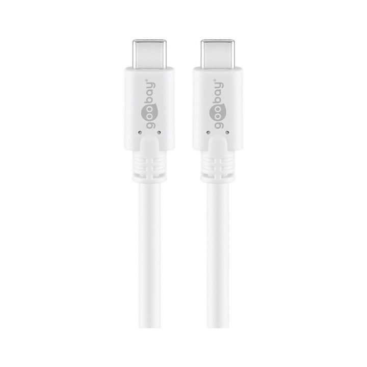 USB-C кабел, Goobay, дължина 1м, синхронизация и зареждане, бял