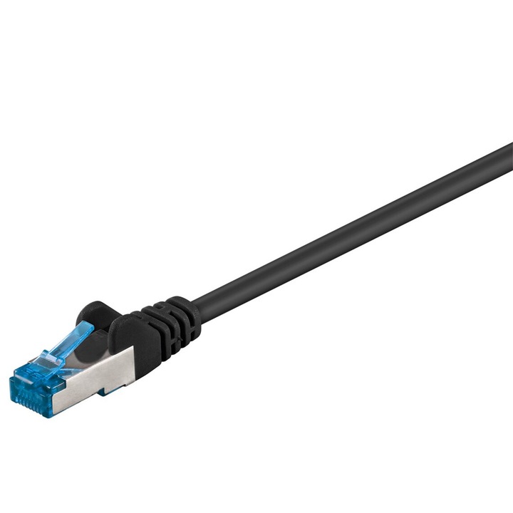 Cablu LAN CAT 6A, S/FTP, 2m, negru, 2 RJ45
