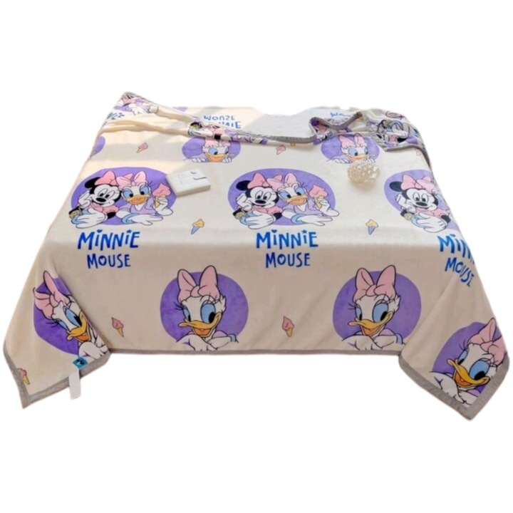 Patura, Flanel, Model Minnie Mouse si Daisy Disney, 100x150cm