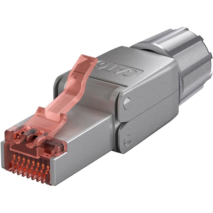 Conector CAT 6A RJ45, instalare fara instrumente, UTP ecranat, argintiu