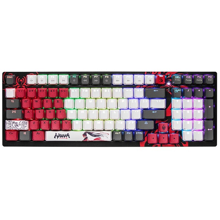 A4TECH BLOODY S98 USB mechanikus billentyűzet, BLMS Red kapcsolók, RGB világítás, kompakt