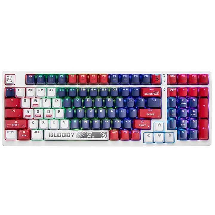 A4TECH BLOODY S98 USB mechanikus billentyűzet, BLMS Red kapcsolók, RGB világítás, kompakt