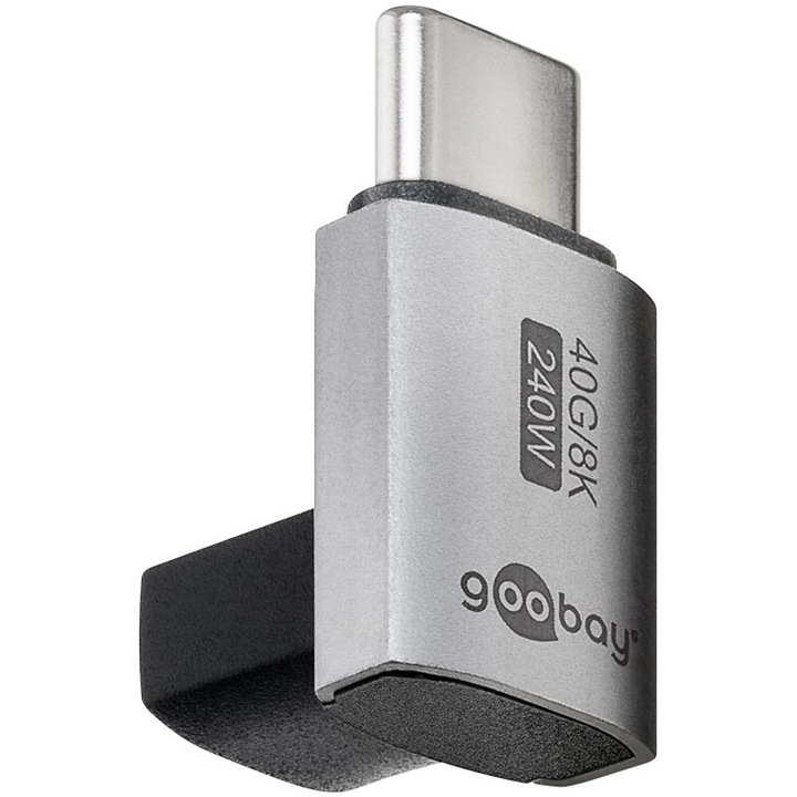 Adaptor USB-C, Vertical, Rotire 90°, USB4, Gri