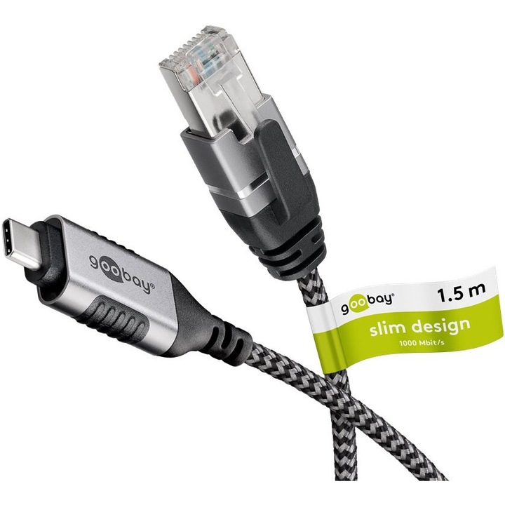USB-C 3.1 – RJ45 Ethernet kábelek, 15 m, CAT 6, 1 Gbit/s átvitel