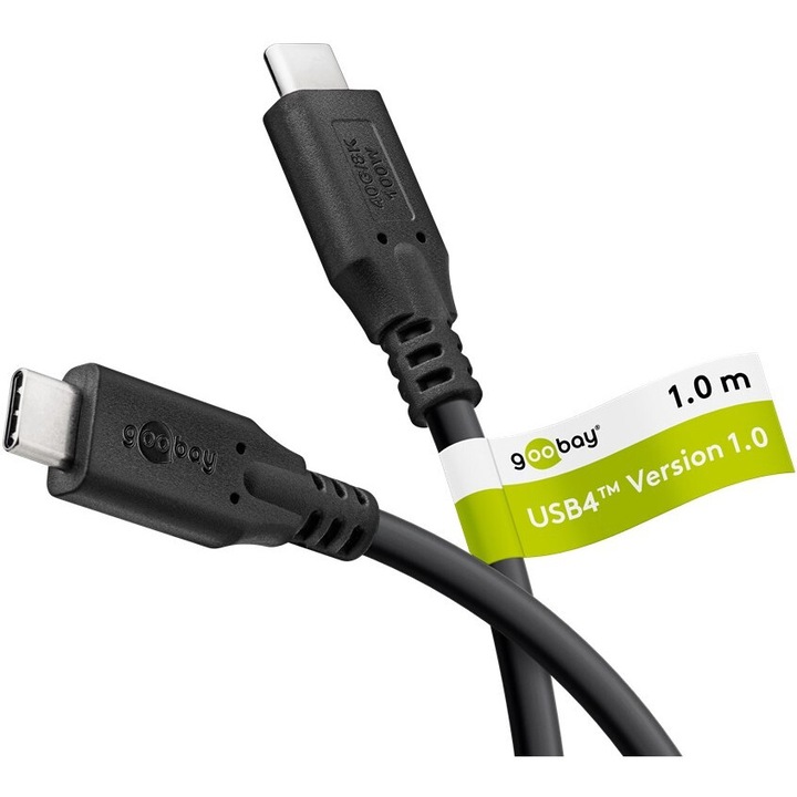 USB-C kábel, USB4, Goobay, 100 W, 40 Gbit/s, 1 m