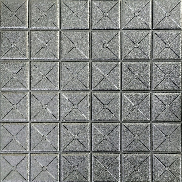 Panou decorativ 3D, Stickerwall, Spuma, Autoadeziv, 70x70x0.8cm, Argintiu
