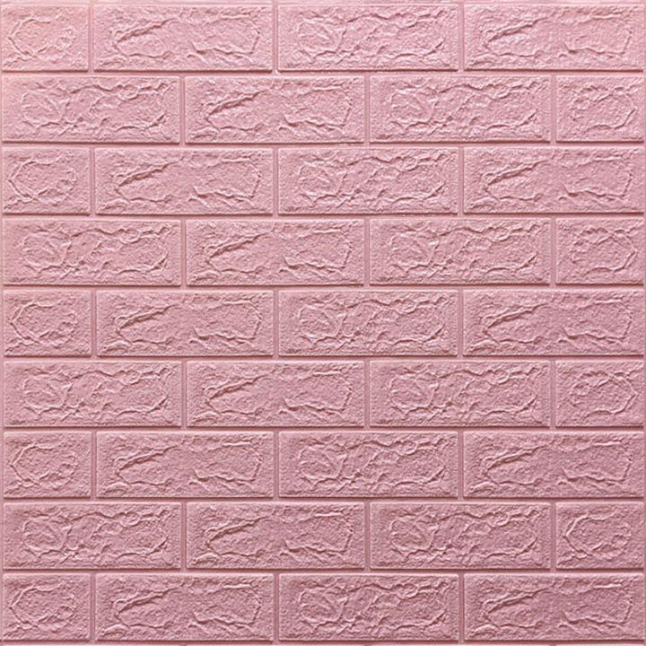 Panou autoadeziv 3D, STICKERWALL, spuma, 70 x 77 cm, roz