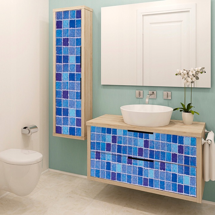 Folie autocolanta decorativa STICKERWALL, mozaic 3D, multicolor, 45cm x 10m