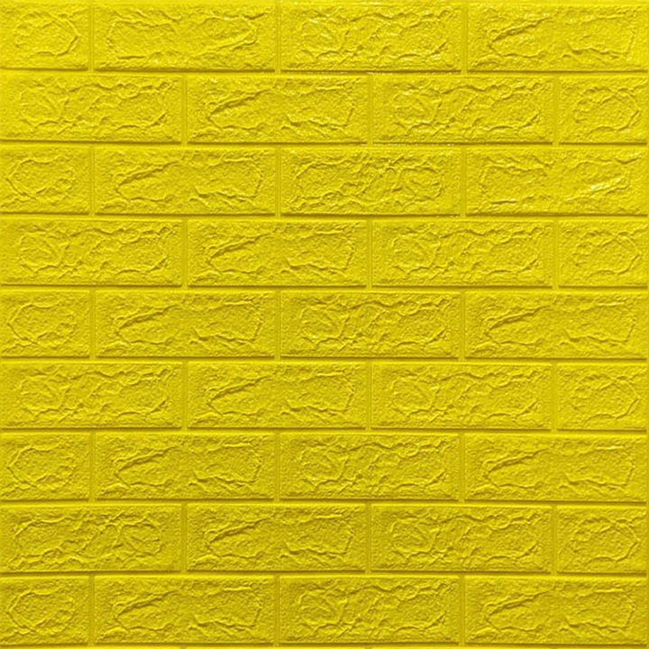 Panouri autoadezive 3D, imitatie caramida, spuma, galben, 5 mm