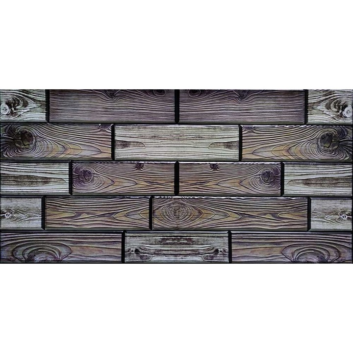 Panou decorativ, Stickerwall, PVC, Model Lemn, Rezistent la apa, 960 x 480 mm, Maro