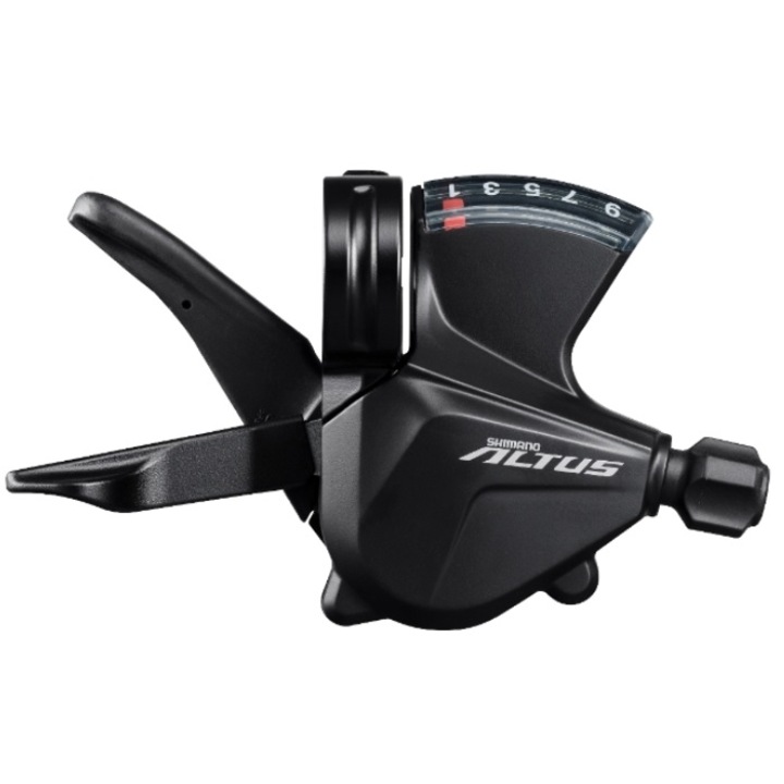 Maneta schimbator SHIMANO ALTUS SL-M2000, 9 viteze, schimbare rapida, indicator de viteza, cu cablu 2400mm, negru