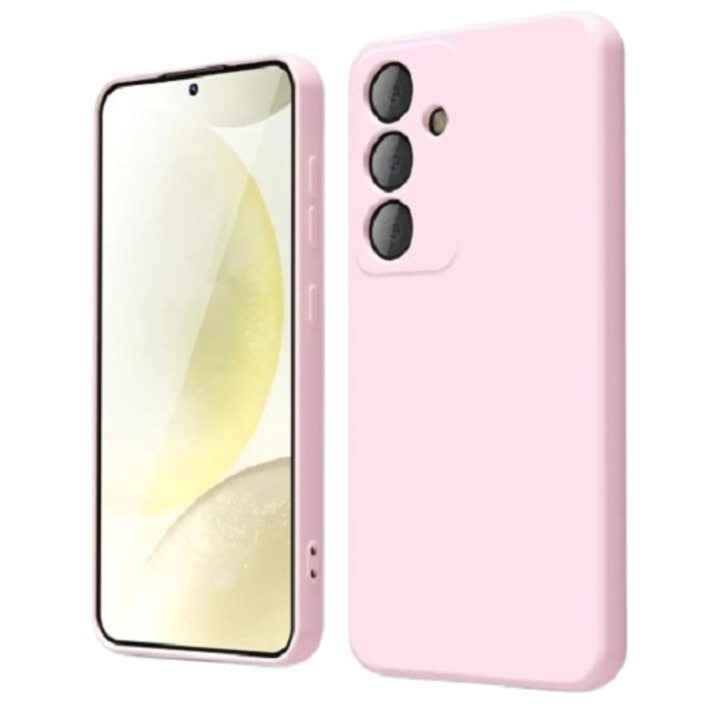 Husa silicon cu microfibra in interior disponibila pentru Samsung Galaxy S24 Roz