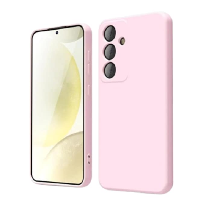 Силиконов защитен калъф за телефон с микрофибърна вътрешност, съвместим с Samsung Galaxy A55 5G Pink